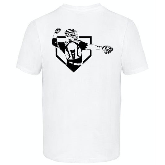 BackStopU White T Shirt with Logo Back